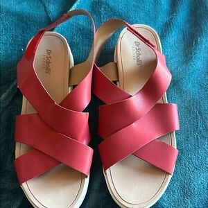 Dr. Scholl's Red Crisscross Slingback Sandals sz 9.5
